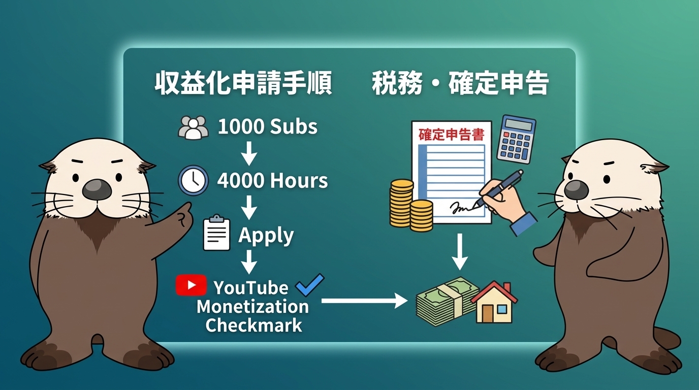 収益化申請と確定申告のイメージ